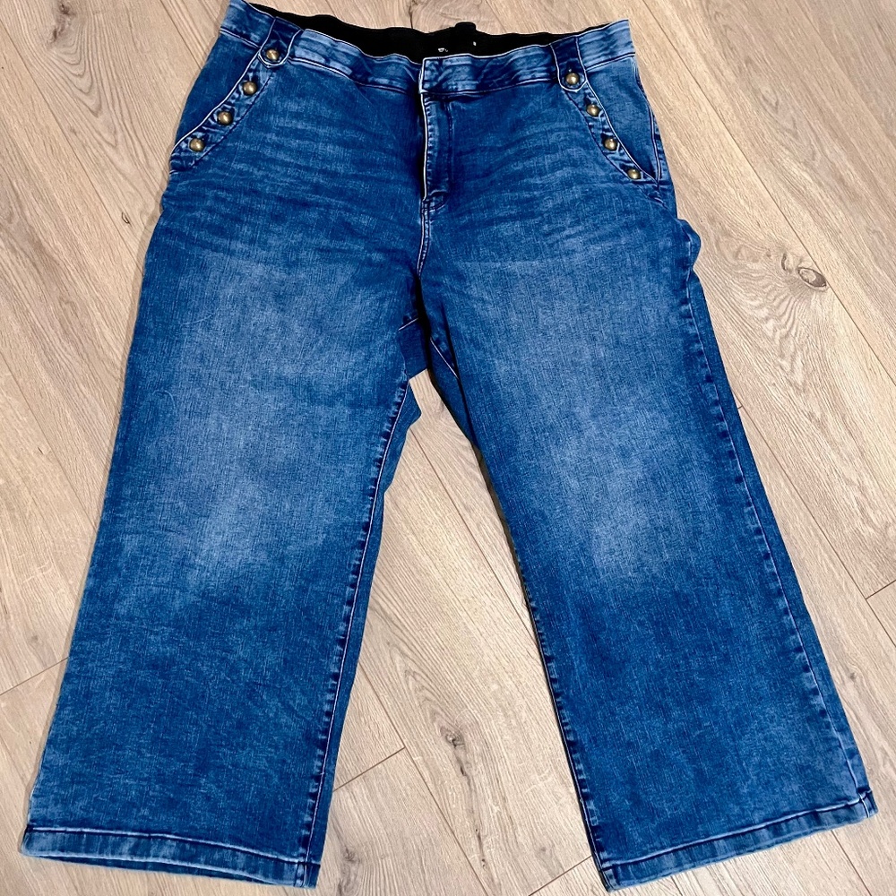 St. John's Bay Wide Leg Sailor Blue 24w Plus Size Jeans Women's